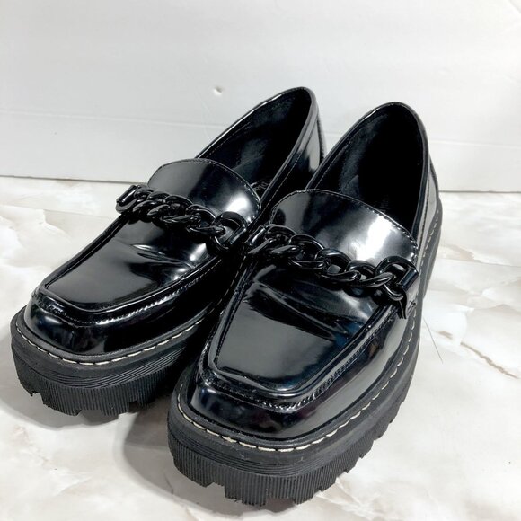 Steve Madden Black Lug Sole Loafers Chunky Platform Academia Sz 9 Y2K 2000’s - Picture 1 of 11